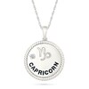 Thumbnail Image 1 of 0.04 CT. Diamond Solitaire Capricorn Zodiac Sign Rope Frame Disc Pendant in Sterling Silver