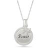 Thumbnail Image 1 of 0.085 CT. T.W. Diamond Frame "Pisces" Disc Pendant with Zodiac Sign Charm in Sterling Silver