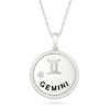 Thumbnail Image 1 of 0.04 CT. Diamond Solitaire Gemini Zodiac Sign Rope Frame Disc Pendant in Sterling Silver
