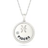 Thumbnail Image 1 of 0.04 CT. Diamond Solitaire Pisces Zodiac Sign Rope Frame Disc Pendant in Sterling Silver
