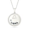 Thumbnail Image 1 of 0.04 CT. Diamond Solitaire Libra Zodiac Sign Rope Frame Disc Pendant in Sterling Silver