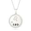 Thumbnail Image 1 of 0.04 CT. Diamond Solitaire Leo Zodiac Sign Rope Frame Disc Pendant in Sterling Silver