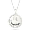Thumbnail Image 1 of 0.04 CT. Diamond Solitaire Scorpio Zodiac Sign Rope Frame Disc Pendant in Sterling Silver