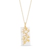 Rectangle White Jade with Birds in Flight Drop Pendant in 14K Gold