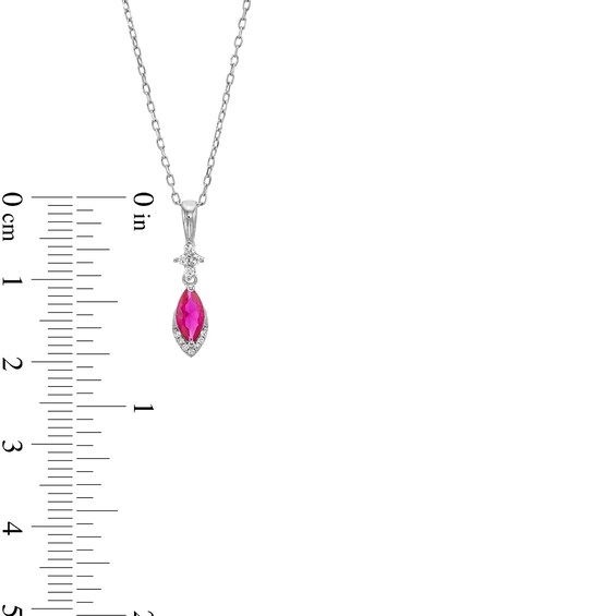 Marquise Lab-Created Ruby and White Lab-Created Sapphire Pendant and Drop Earrings Set in Sterling Silver