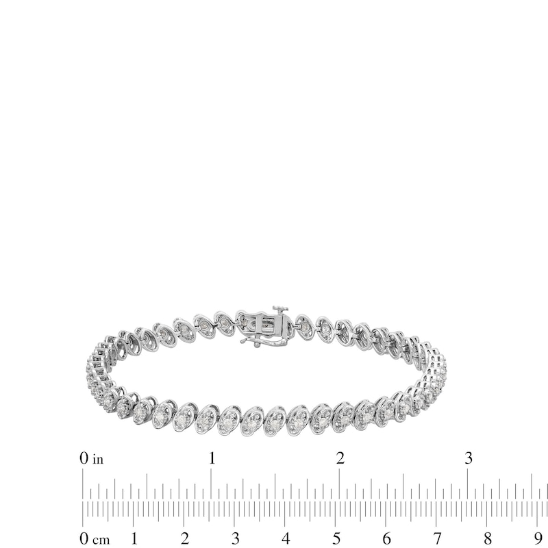 Main Image 4 of 1.00 CT. T.W. Diamond Oval Link Bracelet in Sterling Silver - 7.25”