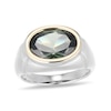Thumbnail Image 2 of Oval Green Lab-Created Spinel Bezel-Set Solitaire Signet Ring in Sterling Silver and 10K Gold