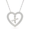 Thumbnail Image 1 of 0.085 CT. T.W. Diamond "X" Initial Dangle Heart Necklace in Sterling Silver