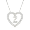 Thumbnail Image 1 of 0.085 CT. T.W. Diamond "Z" Initial Dangle Heart Necklace in Sterling Silver