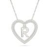 Thumbnail Image 1 of 0.085 CT. T.W. Diamond "R" Initial Dangle Heart Necklace in Sterling Silver