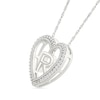 Thumbnail Image 2 of 0.085 CT. T.W. Diamond "R" Initial Dangle Heart Necklace in Sterling Silver