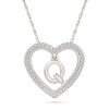 Thumbnail Image 1 of 0.085 CT. T.W. Diamond "Q" Initial Dangle Heart Necklace in Sterling Silver