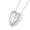 Thumbnail Image 2 of 0.085 CT. T.W. Diamond "T" Initial Dangle Heart Necklace in Sterling Silver