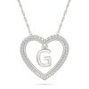 Thumbnail Image 1 of 0.085 CT. T.W. Diamond "G" Initial Dangle Heart Necklace in Sterling Silver