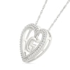 Thumbnail Image 2 of 0.085 CT. T.W. Diamond "G" Initial Dangle Heart Necklace in Sterling Silver