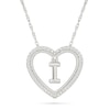 Thumbnail Image 1 of 0.085 CT. T.W. Diamond "I" Initial Dangle Heart Necklace in Sterling Silver