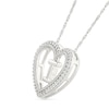 Thumbnail Image 2 of 0.085 CT. T.W. Diamond "I" Initial Dangle Heart Necklace in Sterling Silver