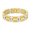 Thumbnail Image 1 of Hammered I-Link Bracelet in Solid Stainless Steel and Yellow Ion Plate - 8.5”
