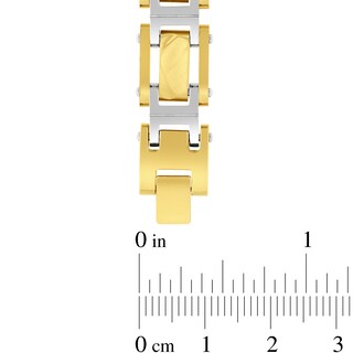 Hammered I-Link Bracelet in Solid Stainless Steel and Yellow Ion Plate - 8.5”