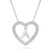 Thumbnail Image 1 of 0.085 CT. T.W. Diamond "A" Initial Dangle Heart Necklace in Sterling Silver