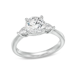 1.80 CT. T.W. Pear-Shaped and Round Certified Lab-Grown Diamond Three Stone Engagement Ring in 14K White Gold (F/SI2)