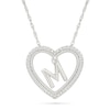 Thumbnail Image 1 of 0.085 CT. T.W. Diamond "M" Initial Dangle Heart Necklace in Sterling Silver