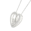 Thumbnail Image 2 of 0.085 CT. T.W. Diamond "M" Initial Dangle Heart Necklace in Sterling Silver