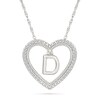 Thumbnail Image 1 of 0.085 CT. T.W. Diamond "D" Initial Dangle Heart Necklace in Sterling Silver