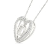 Thumbnail Image 2 of 0.085 CT. T.W. Diamond "D" Initial Dangle Heart Necklace in Sterling Silver