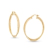 Thumbnail Image 1 of Reaura 32.0mm Polished and Mesh Crossover Hoop Earrings in Repurposed 14K Gold
