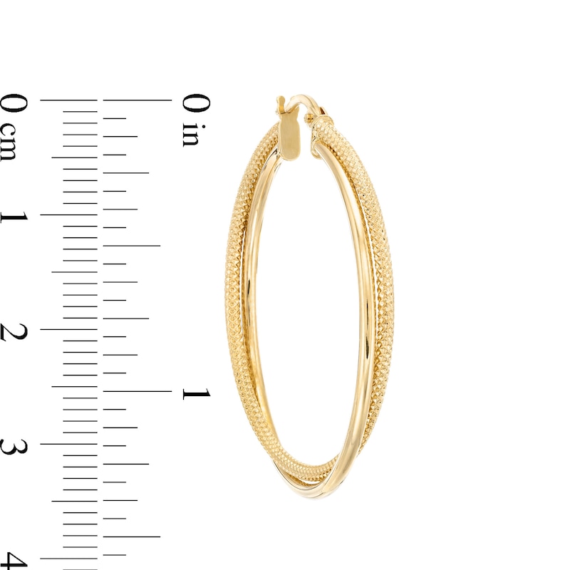 Main Image 3 of Reaura 32.0mm Polished and Mesh Crossover Hoop Earrings in Repurposed 14K Gold