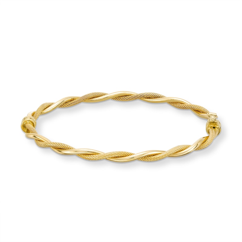 Main Image 1 of Reaura Polished and Mesh Twist Bangle in Repurposed 14K Gold