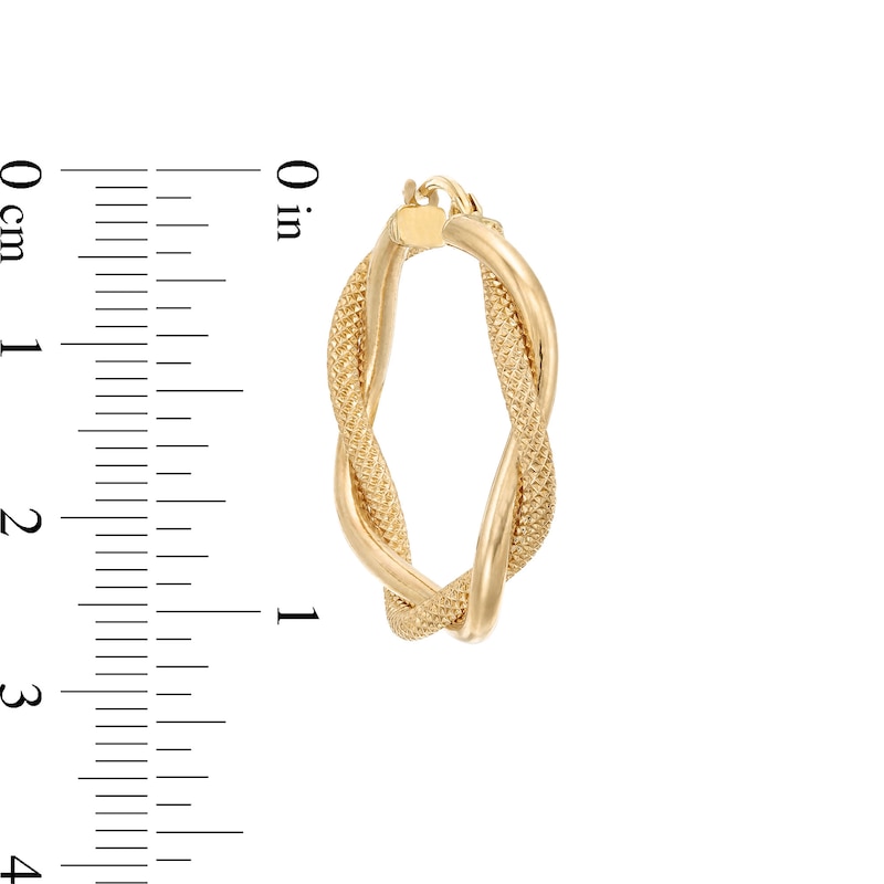 Main Image 3 of Reaura 26.0mm Polished and Mesh Twist Hoop Earrings in Repurposed 14K Gold