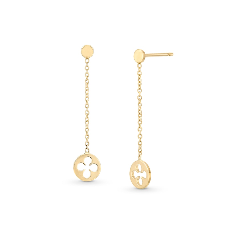 Main Image 1 of Reaura Clover Cutout Linear Chain Drop Earrings in Repurposed 10K Gold