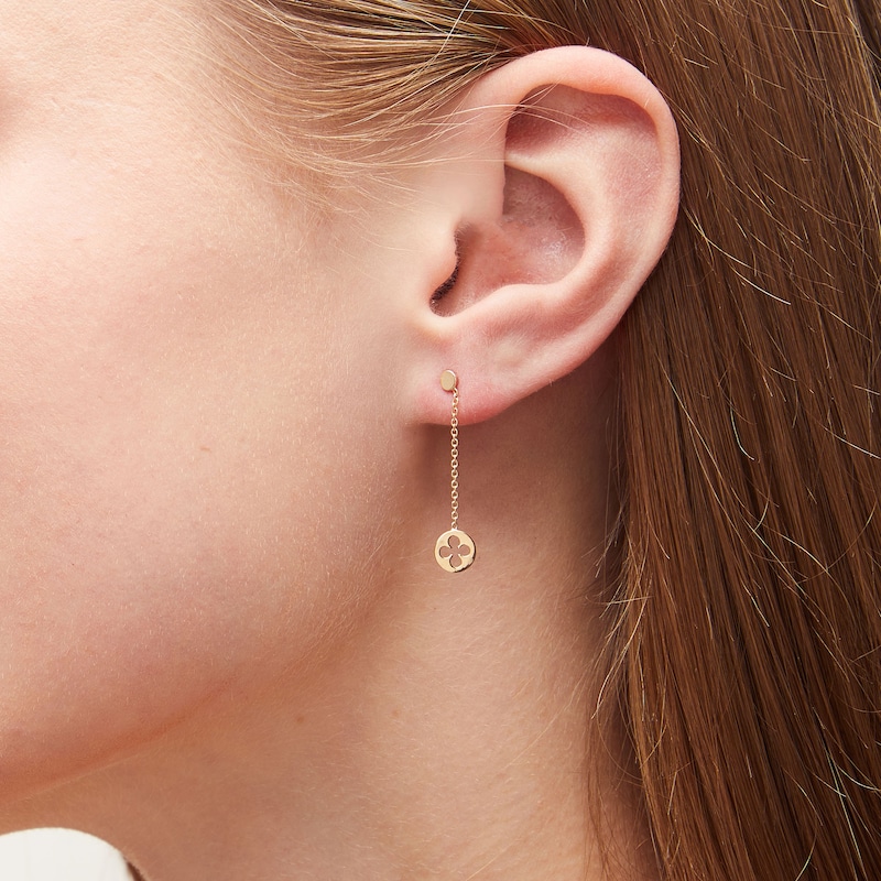 Main Image 2 of Reaura Clover Cutout Linear Chain Drop Earrings in Repurposed 10K Gold