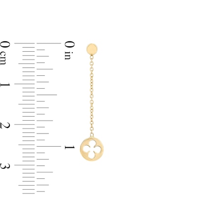 Reaura Clover Cutout Linear Chain Drop Earrings in Repurposed 10K Gold