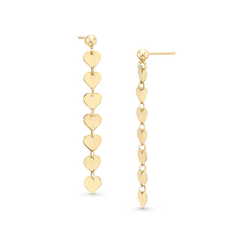 Main Image 1 of Reaura Linear Heart Drop Earrings in Repurposed 14K Gold