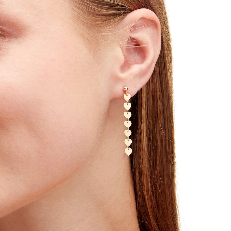 Main Image 2 of Reaura Linear Heart Drop Earrings in Repurposed 14K Gold