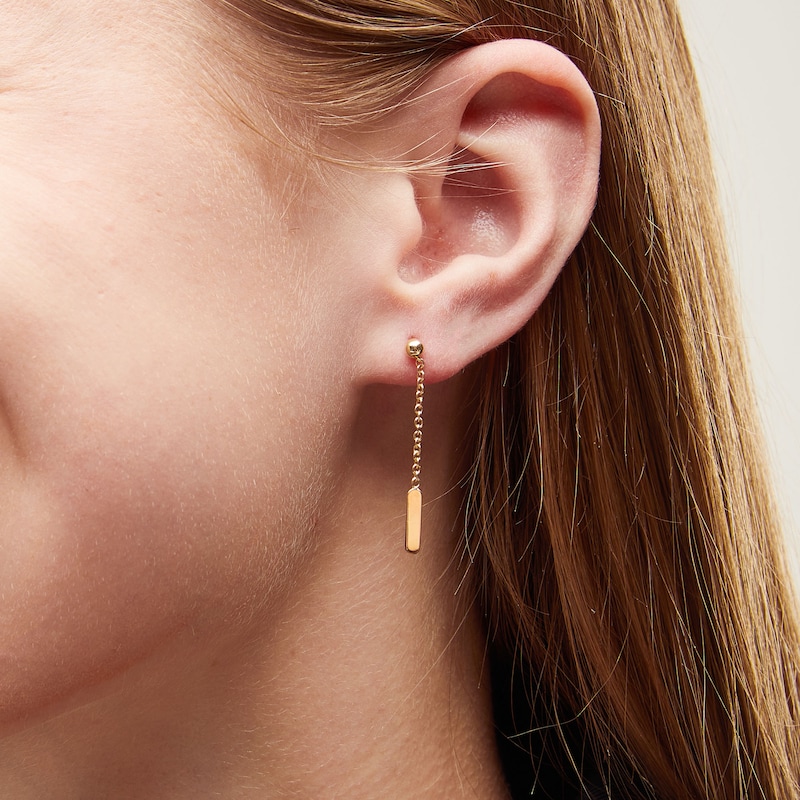 Main Image 2 of Reaura Bar and Chain Dangle Drop Earrings in Repurposed 10K Gold
