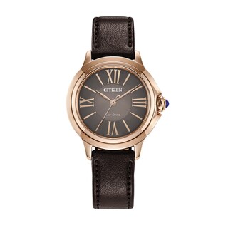 Ladies’ Citizen Eco-Drive® Ceci Rose-Tone IP Strap Watch with Brown Dial (Model: EM1163-09X)
