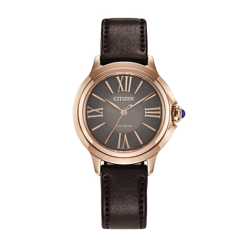 Main Image 1 of Ladies’ Citizen Eco-Drive® Ceci Rose-Tone IP Strap Watch with Brown Dial (Model: EM1163-09X)
