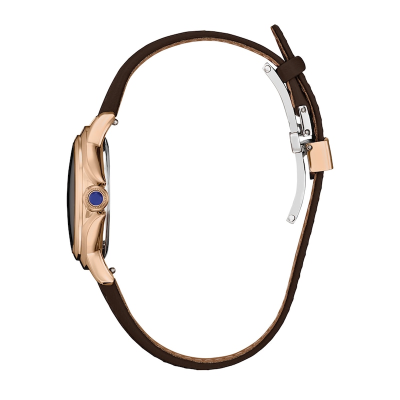 Main Image 2 of Ladies’ Citizen Eco-Drive® Ceci Rose-Tone IP Strap Watch with Brown Dial (Model: EM1163-09X)