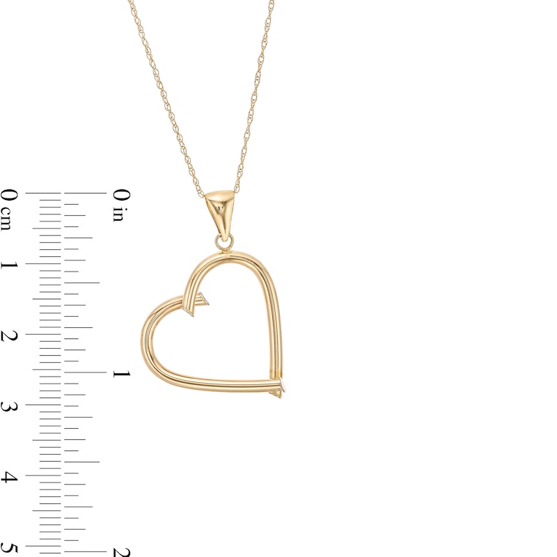 Main Image 4 of Reaura Tilted Tube Open Heart Pendant in Repurposed 14K Gold
