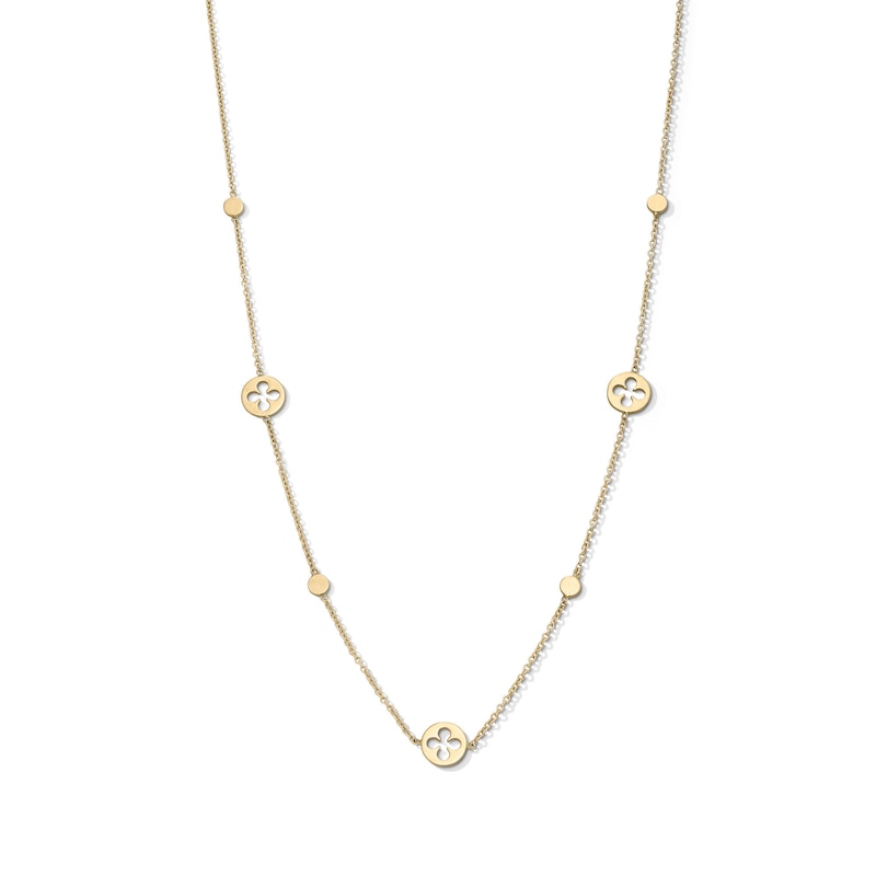 Main Image 1 of Reaura Clover Cutout Station Necklace in Repurposed 10K Gold