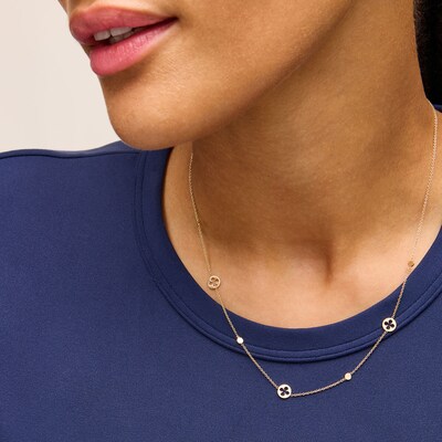 Reaura Clover Cutout Station Necklace in Repurposed 10K Gold