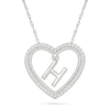 Thumbnail Image 1 of 0.085 CT. T.W. Diamond "H" Initial Dangle Heart Necklace in Sterling Silver