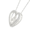 Thumbnail Image 2 of 0.085 CT. T.W. Diamond "H" Initial Dangle Heart Necklace in Sterling Silver