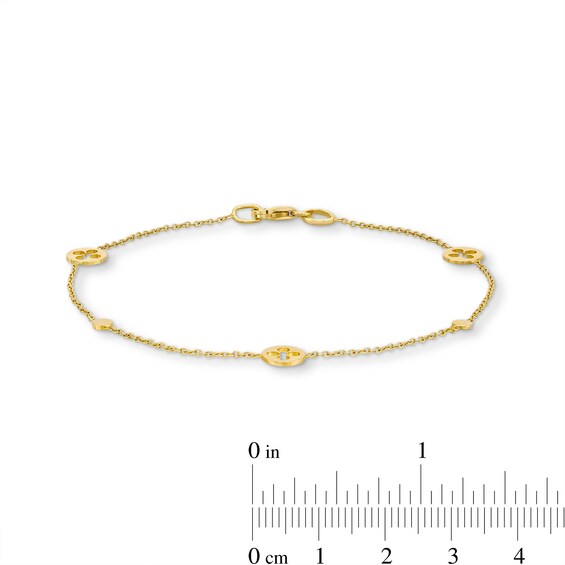 Reaura Clover Cutout Station Bracelet in Repurposed 10K Gold - 7.5"