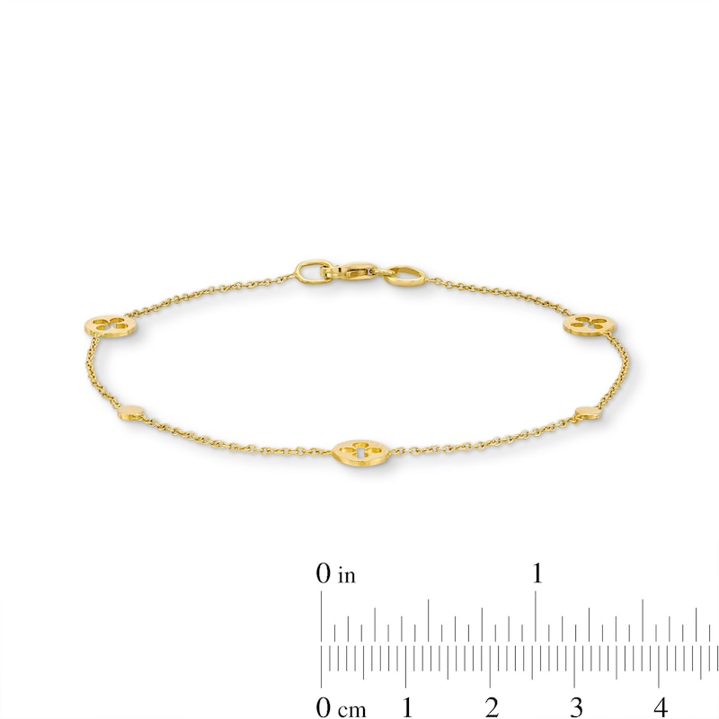 Main Image 4 of Reaura Clover Cutout Station Bracelet in Repurposed 10K Gold - 7.5"