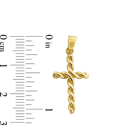 Twist Cross Necklace Charm in Solid 10K Gold